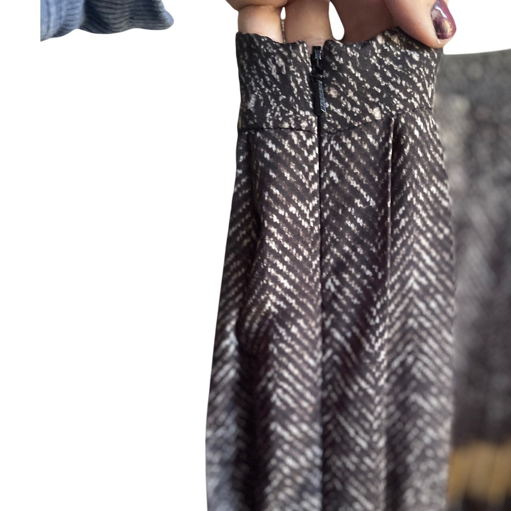 Max Mara Pleated Hereingbone Print Striped MIDI Dress‎ 8 - Picture 6 of 12